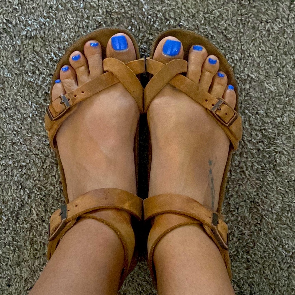 Tan leather Birkenstocks